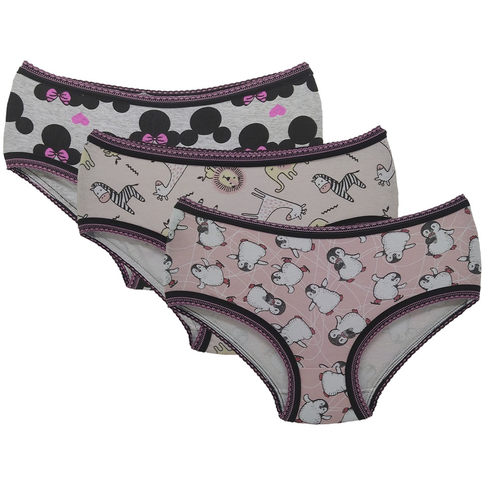 Kit 3 Calcinhas Infantil Luluzinha Algodão Penteado Tecido Ideal Para Crianças - Baby & Kids Fashion