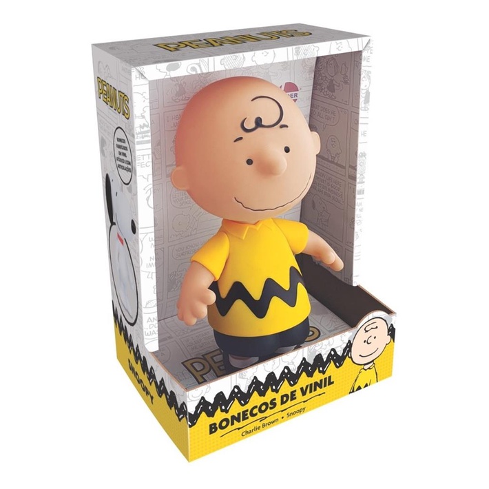 Boneco Vinil Articulado Charlie Brown Turma Snoopy Lider
