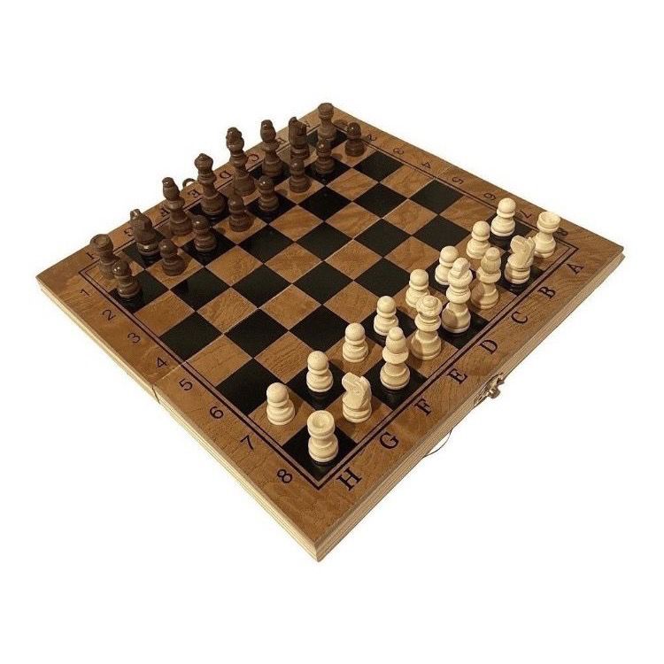 Jogo De Xadrez Tabuleiro Dobrável Madeira