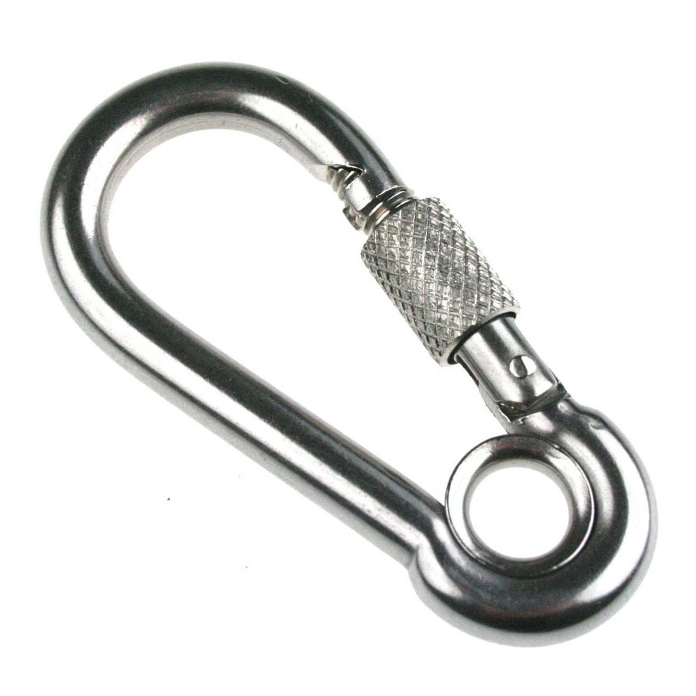 Mosquetão Inox Com Trava 6MM x 60MM Com Olhal