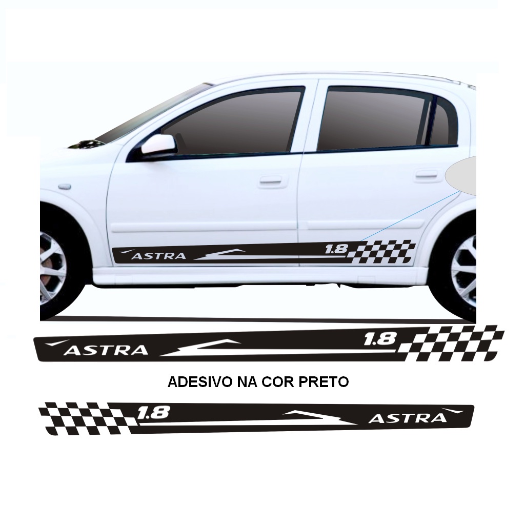 Adesivo Decorativo Para Astra Hatch OU Sedan Kit Faixa Lateral Modelo Escrito Astra 1.8