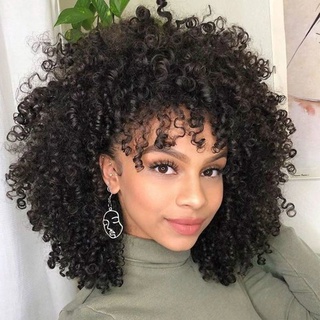 Peruca De Cabelo Encaracolado Pequeno Feminino Preto Natural Fibra humano cacheado peruca cacheado cabelo organico cacheado