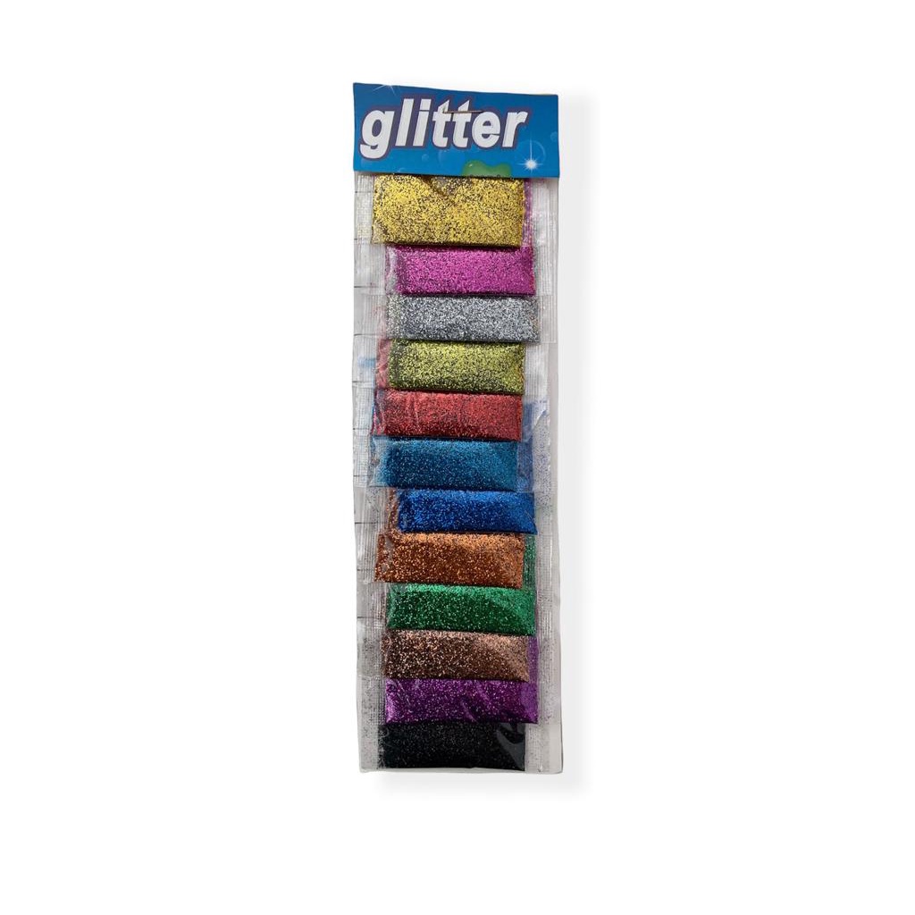 Kit Glitter c/ 12 Unidades Purpurina em Pó Corporal Carnaval Escolar Artesanato Unha maquiagem
