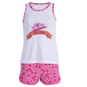 PIJAMA INFANTIL MENINA PERSONALIZADO - poliéster, camiseta + shorts