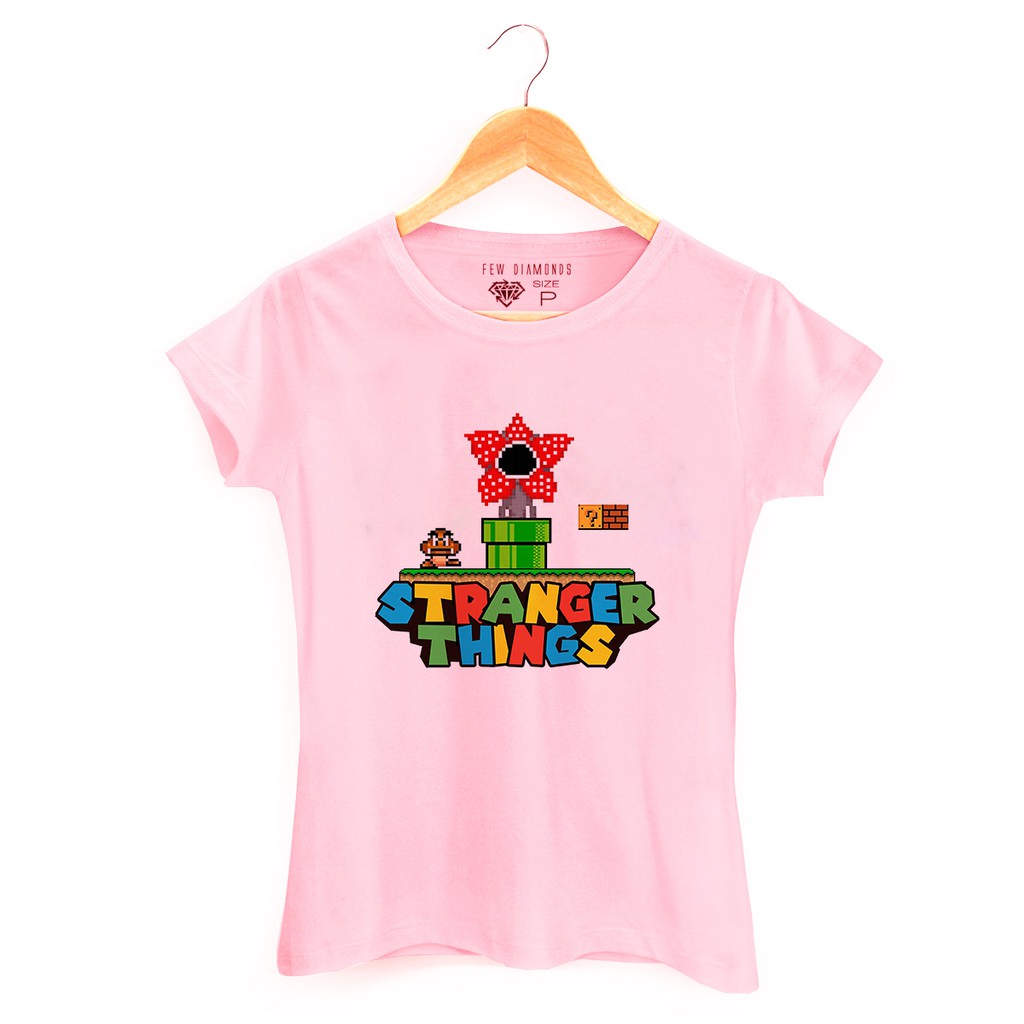 Camiseta Feminina Stranger Things Mario Arte Camisa Camiseta Baby Look Stranger Things