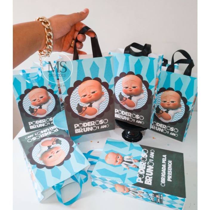 KIT 10/15/20/30 Sacolinhas surpresas, Festa O Poderoso Chefinho, lembrancinhas, aniversario, personalizadas.