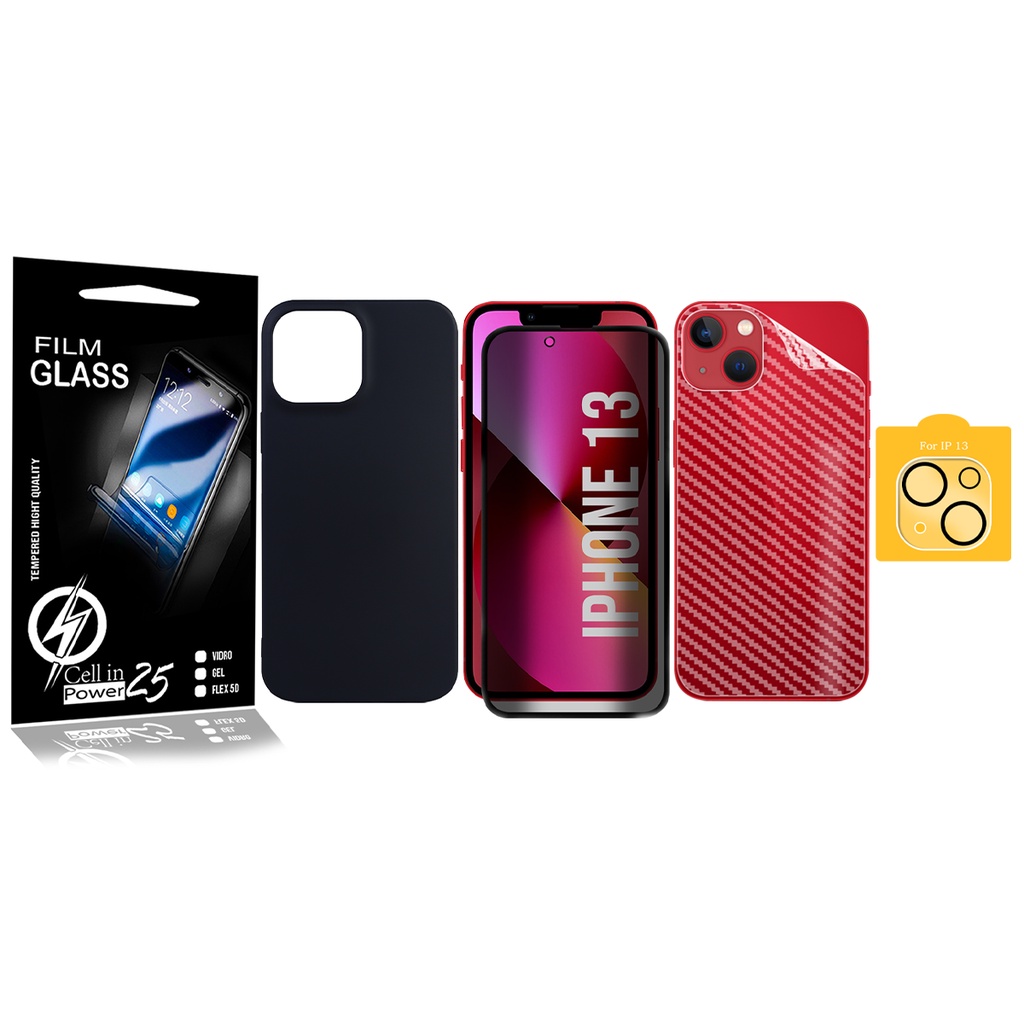 Capinha Aveludada Preta + Pel 3d Privacidade + Câmera + Traseira IPhone 13 6.1 - Cell In Power25
