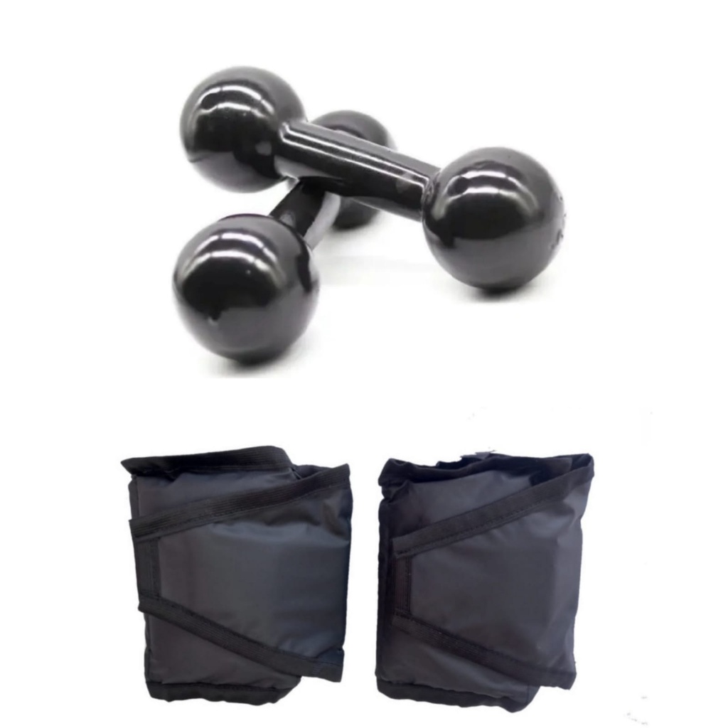 Par Halter Peso Emborrachado 3 Kg e Tornozeleira 3 Kg Academia