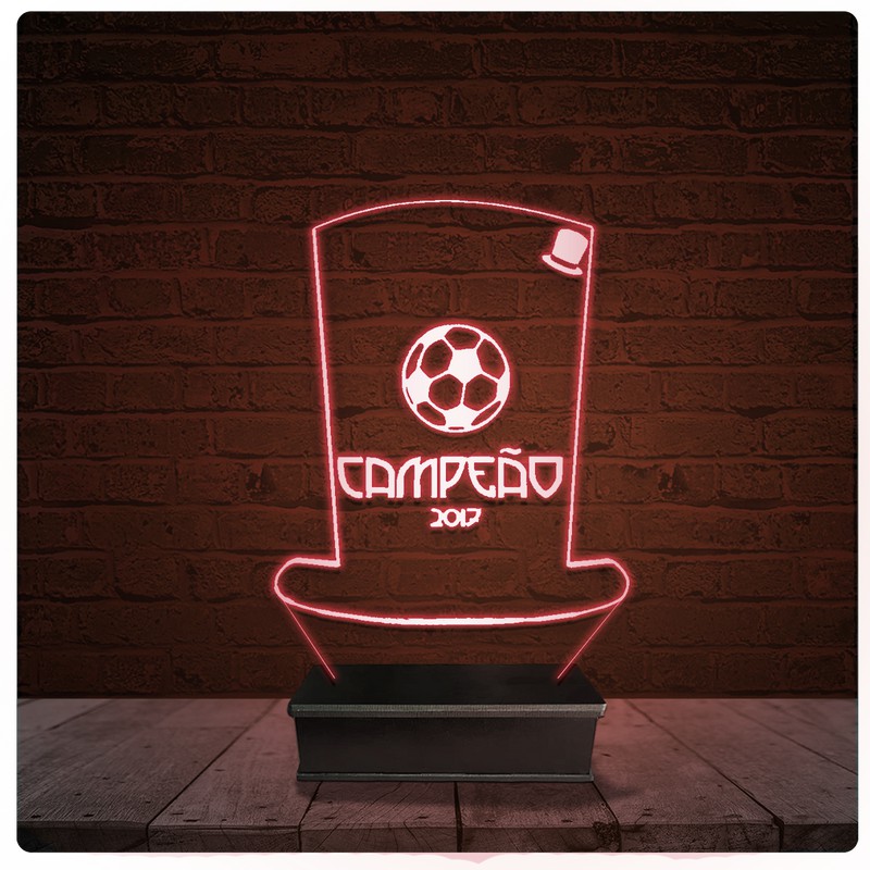 Abajur Luminária Acrílico Led - Troféu Personalizado Futebol