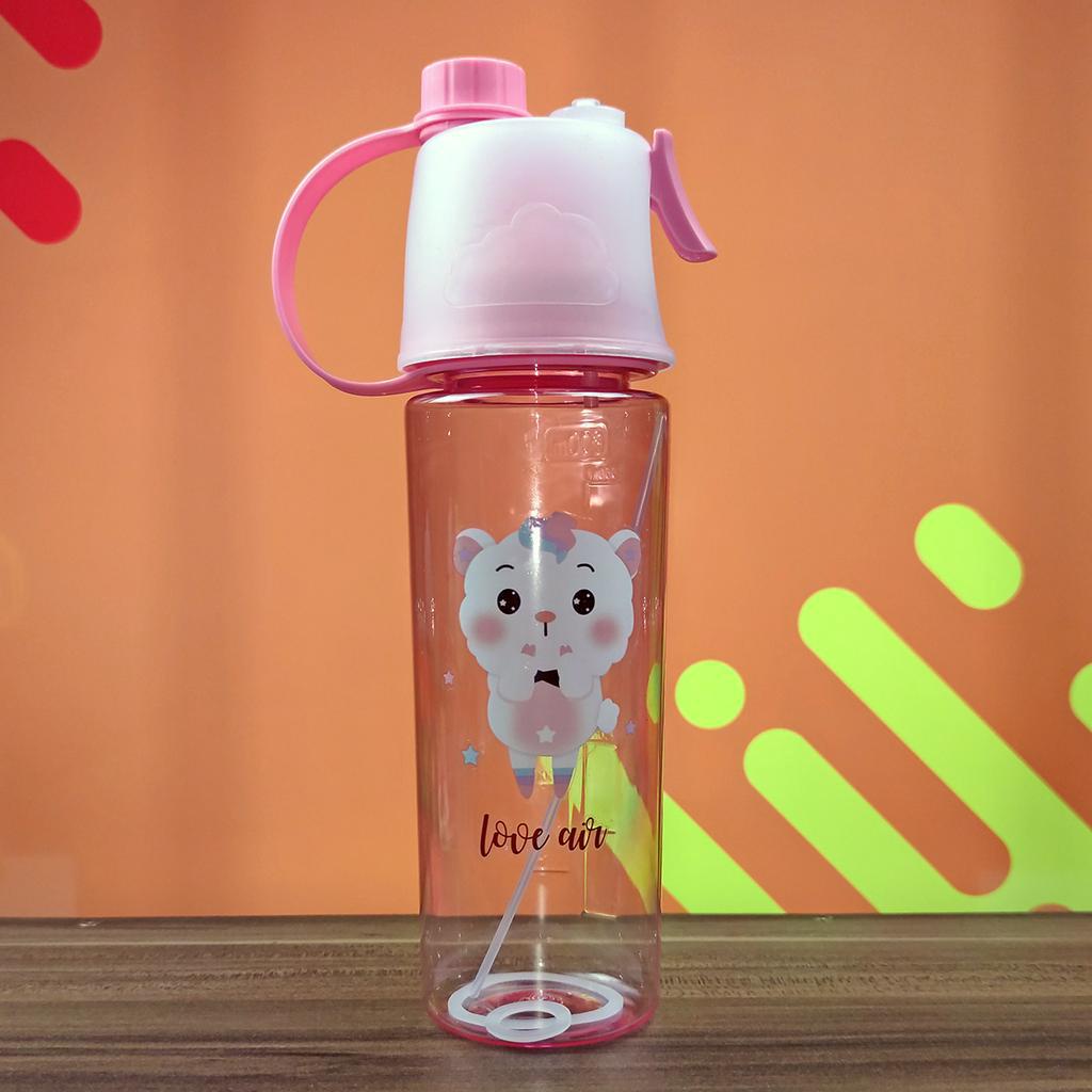 Garrafa de agua Squeeze infantil com borrifador refrescante