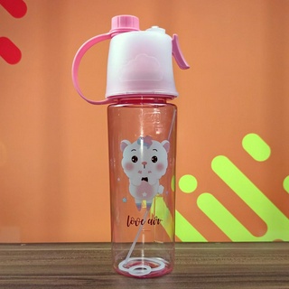 Garrafa de agua Squeeze infantil com borrifador refrescante