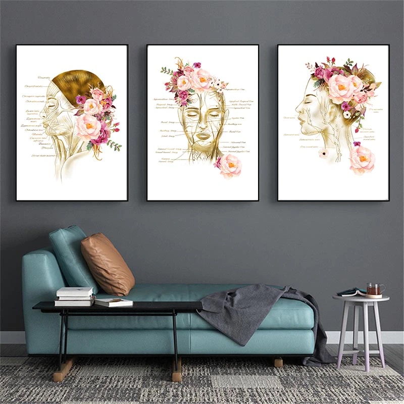 Kit 3 Quadros Decorativos Feminino Floral Minimalista – Arte Mulher Elegante em Oferta na Shopee