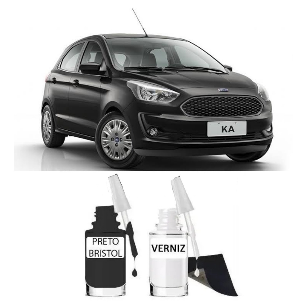 Tinta Tira Risco Automotivo Ford Novo Ka Cor Preto Bristol