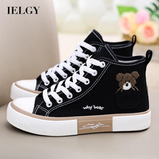 IELGY Estampa De Ursos Sapatos De Lona De Alto Nível Combina Com Tudo Nicho Fofo