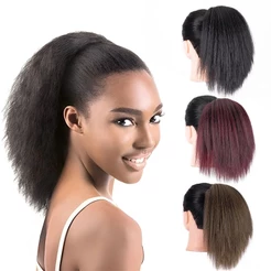{ Novas Chegadas } 20cm Curto Yaki Ponytail Extensão De Cabelo Peruca De Rabo De Cavalo Sintético Liso