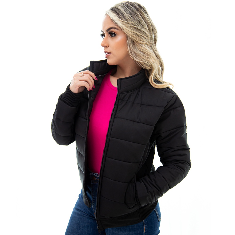 Jaqueta Feminina Puffer Nylon Bomber