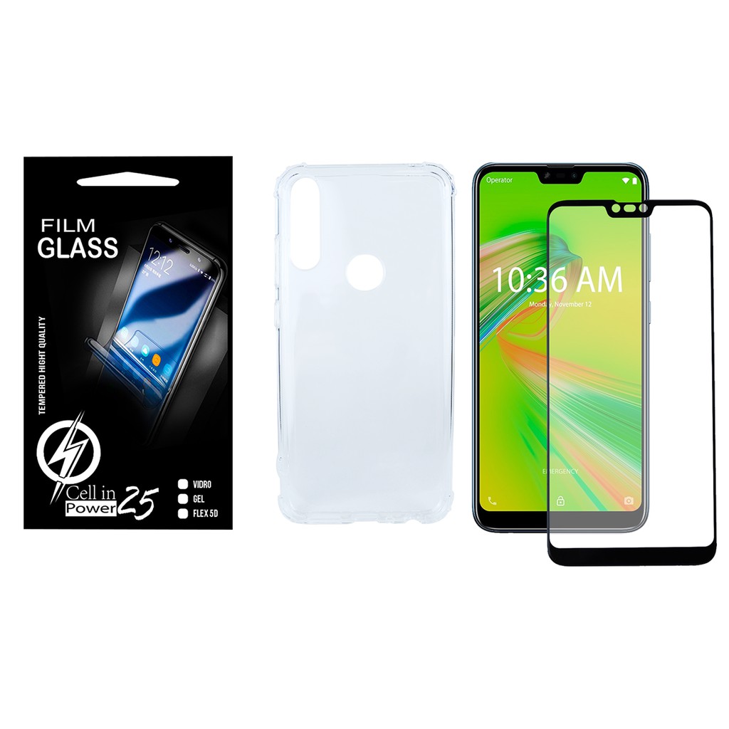 Capa Capinha Case Anti impacto transparente Reforçada + Pelicula de vidro FULL 3D  Zenfone Max Shot ZB634KL (TELA 6.2)