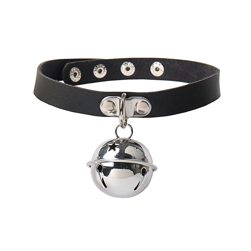 Punk Gótico Grande Sino Gargantilha Para As Mulheres Meninas Colar De Couro De Metal Chocker Goth Anime Cosplay Acessórios De Jóias em Oferta na Shopee