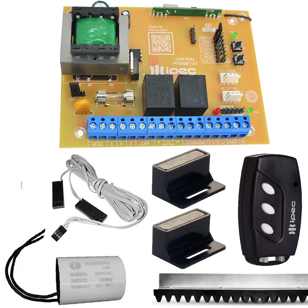 Placa Central P1000 IPEC Deslizante Basculante Mx30 Kx30 Controle Cremalheira 60cm Fim de Curso