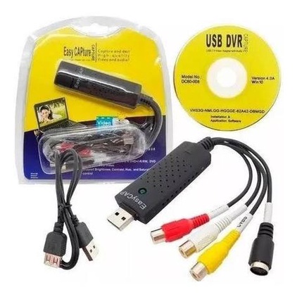 Placa de Captura de Vídeo USB EasyCap para Notebook PC Xbox PS3 VHS DVD RCA S-Vídeo DC60