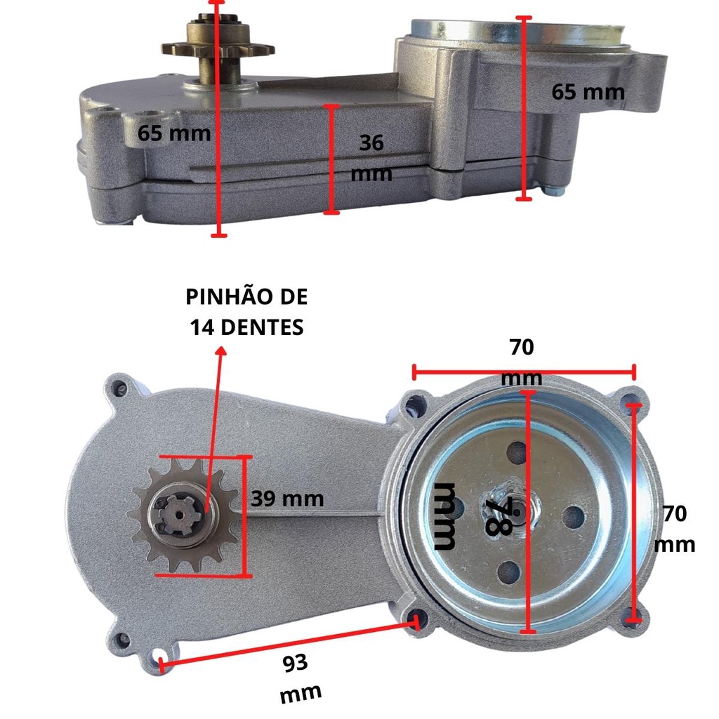 Caixa De Transmissão e embreagem 3 molas  Mini Moto 49cc 14D