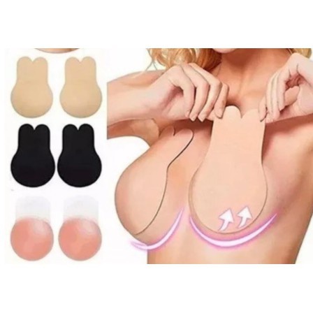 1 Par Sutiã Adesivo Bonitinha Para Feminina Levanta Seio Invisible Pushup tipo Orelha De Coelho