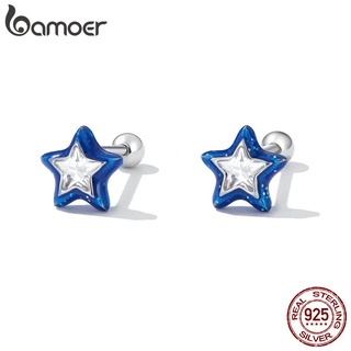 Bamoer 1 Par De Brincos De Prata Esterlina 925 Com Tarraxa De Estrela Simples Versátil/Acessórios De Moda Para Mulheres