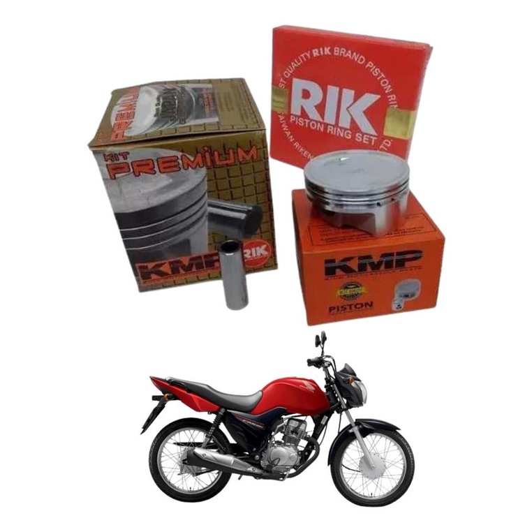 Pistao Kmp Aneis Rik 65,5mm 1,00 Cg Titan 150cc Para 190 Cc em Oferta na Shopee