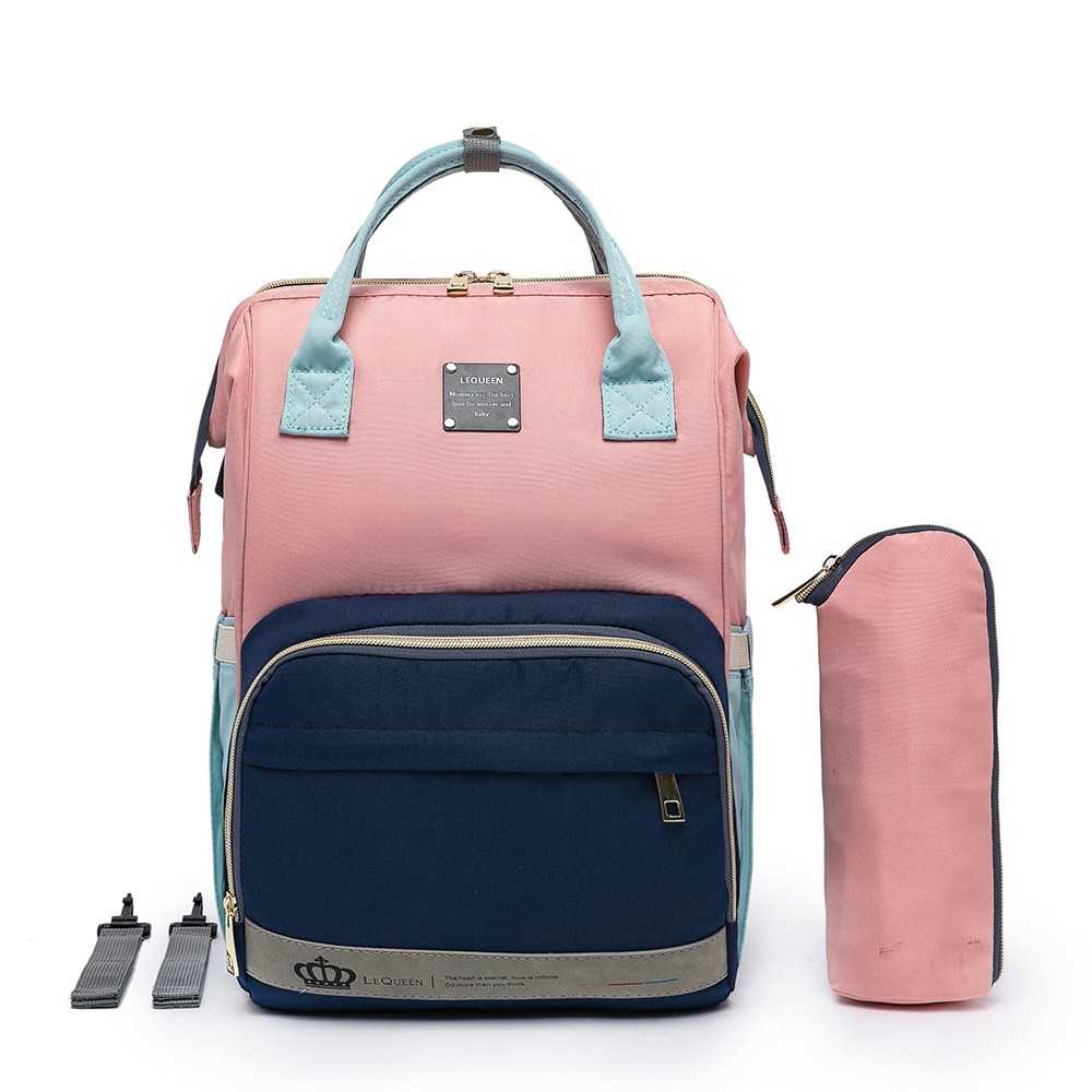 Bolsa Mochila Maternidade Original Lequeen Porta Mamadeira Bebê