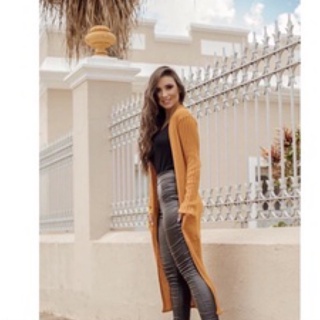 Kimono Cardigan Feminino Canelado Trico Moda Instagram Lindo em Oferta na Shopee