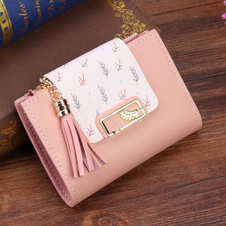 Saco Louco De Couro De Borla Feminino Coreano Da Moda Uma Página Impressa Carteira Com Zíper