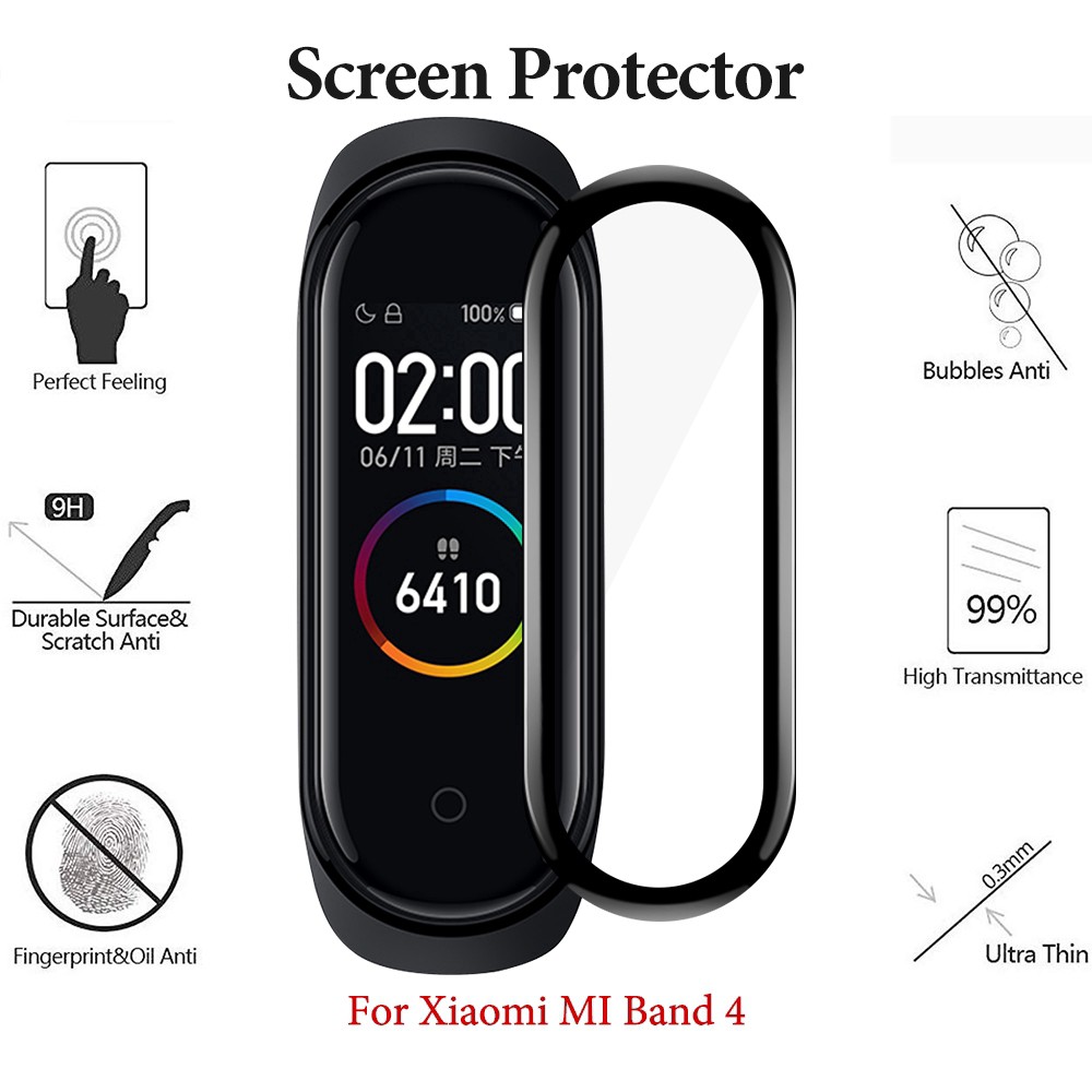 Película de Vidro em Hidrogel Smartwatch Xiaomi MI Band 4 Tela 0.95" 3D 5D 9D Protetora Anti Risco Anti Choque Gel Hydrogel M4 IP67