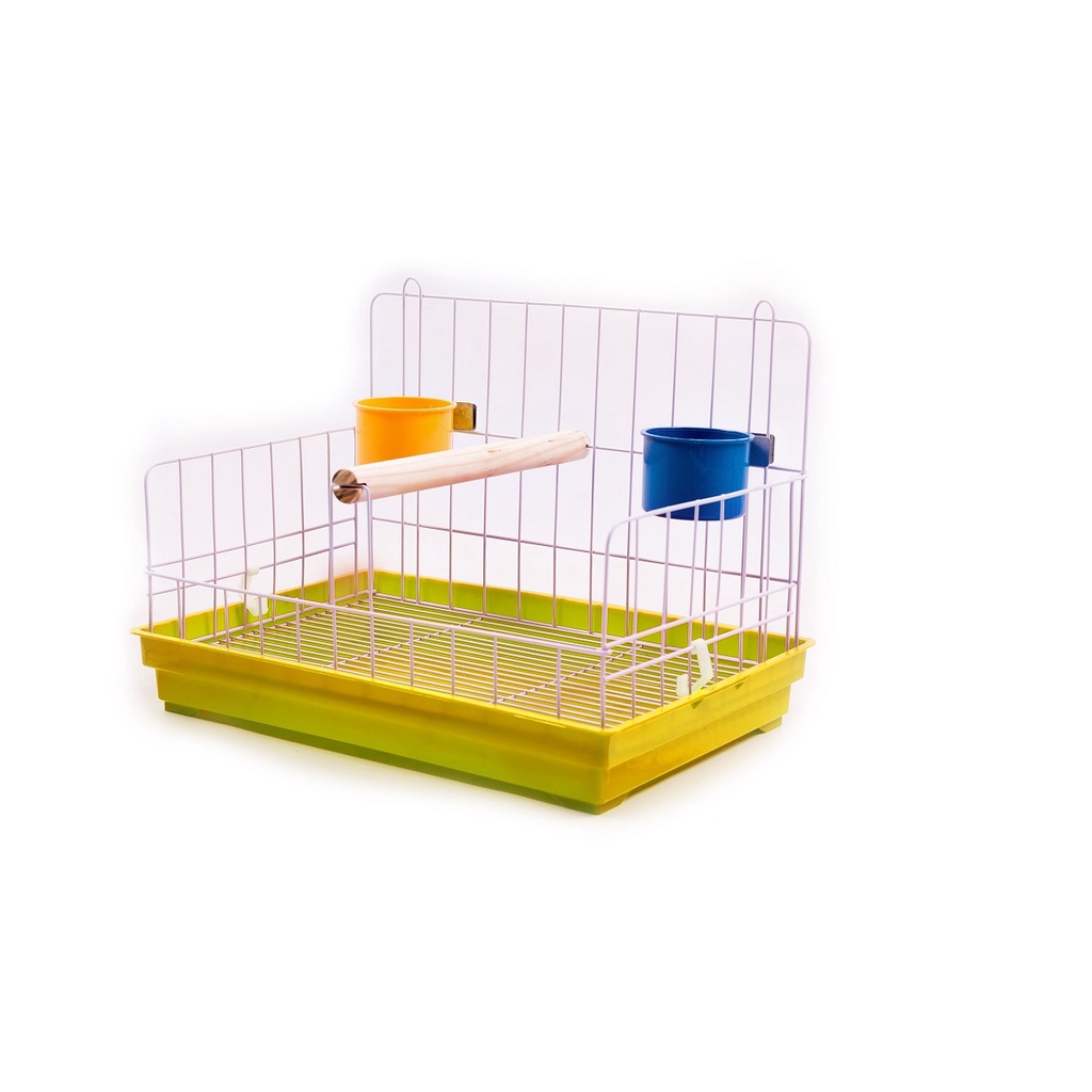 Poleiro Para Papagaio Maritaca Calopsita Periquito - Aramado Gaiola Com Bandeja Plastica e Comedouros Passaros