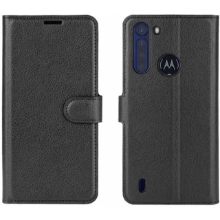 Capa Capinha Carteira Flip Couro Preto Moto One Fusion 6.5
