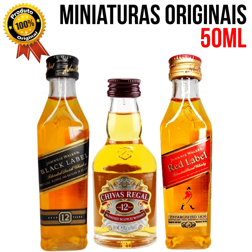 Kit Mini Whisky Black Label + Chivas + Red Label 50ml 100% Original ...