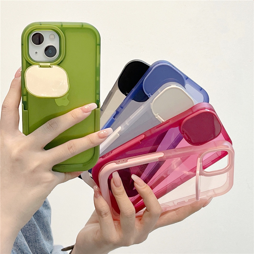 Capa De Celular Com Espelho Dobrável Invisível Para iPhone 13 12 Pro Max 11 Transparente Doce Proteção De Câmera Traseira Macia