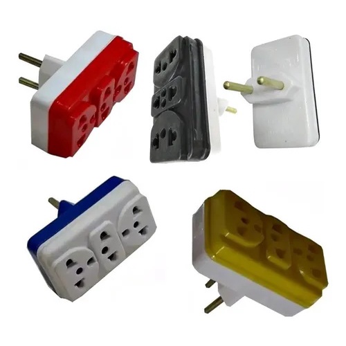 Adaptador Tomada Multiuso Plug Elétrico 10a Formato L Padrão Antigo e Novo 3 Saidas