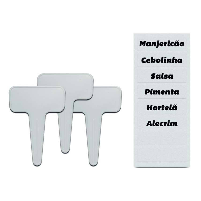 Kit 3 Plaquinhas Para Vaso Identificadores Adesivos Tempero Horta Planta - Ou