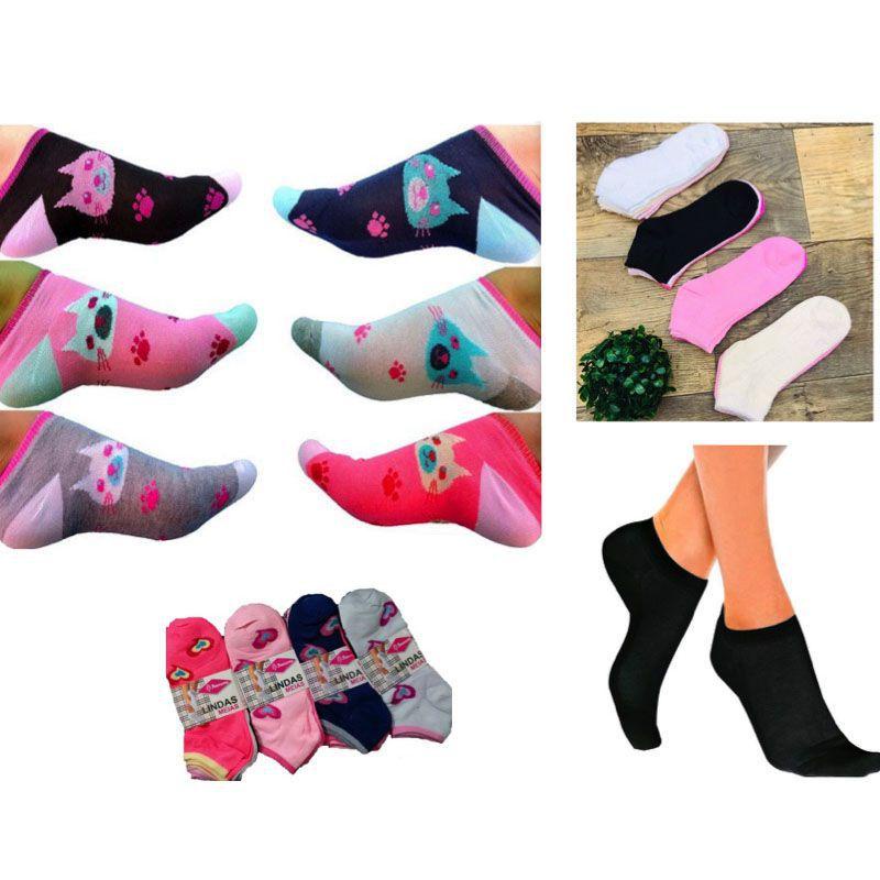 Meia Soquete Cano Curto Feminina Kit 12 Pares Atacado Revenda Meias Vestem 38 ao 44