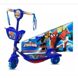 Patinete 3 Rodas Infantil Musical Com Luzes e Cesta Aranha