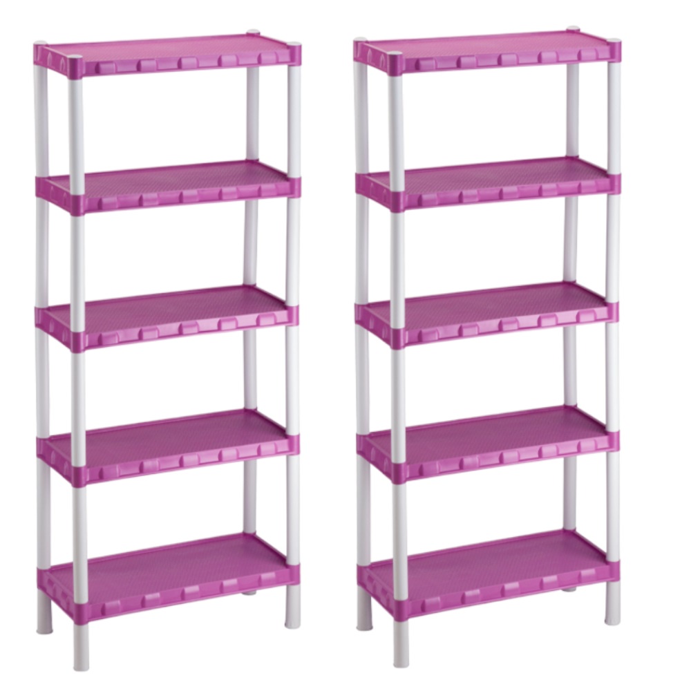 Kit 2 Estantes Plástica Agraplast Rosa Com 5 Prateleiras em Oferta na Shopee