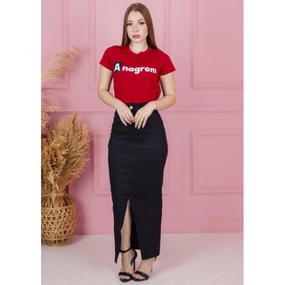 Saia Longa Jeans Preto Moda Evangelica Anagrom