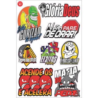 Cartela 83 de Adesivos Tuning Individual Stickers Moto Carro Bike (Glória a Deus - Não Pare de Orar - O processo é lento) em Oferta na Shopee