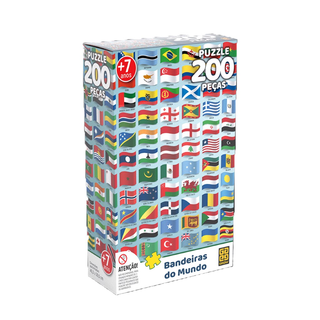 Quebra-Cabeça Bandeiras Do Mundo 200 Peças 04034 - Grow em Oferta na Shopee
