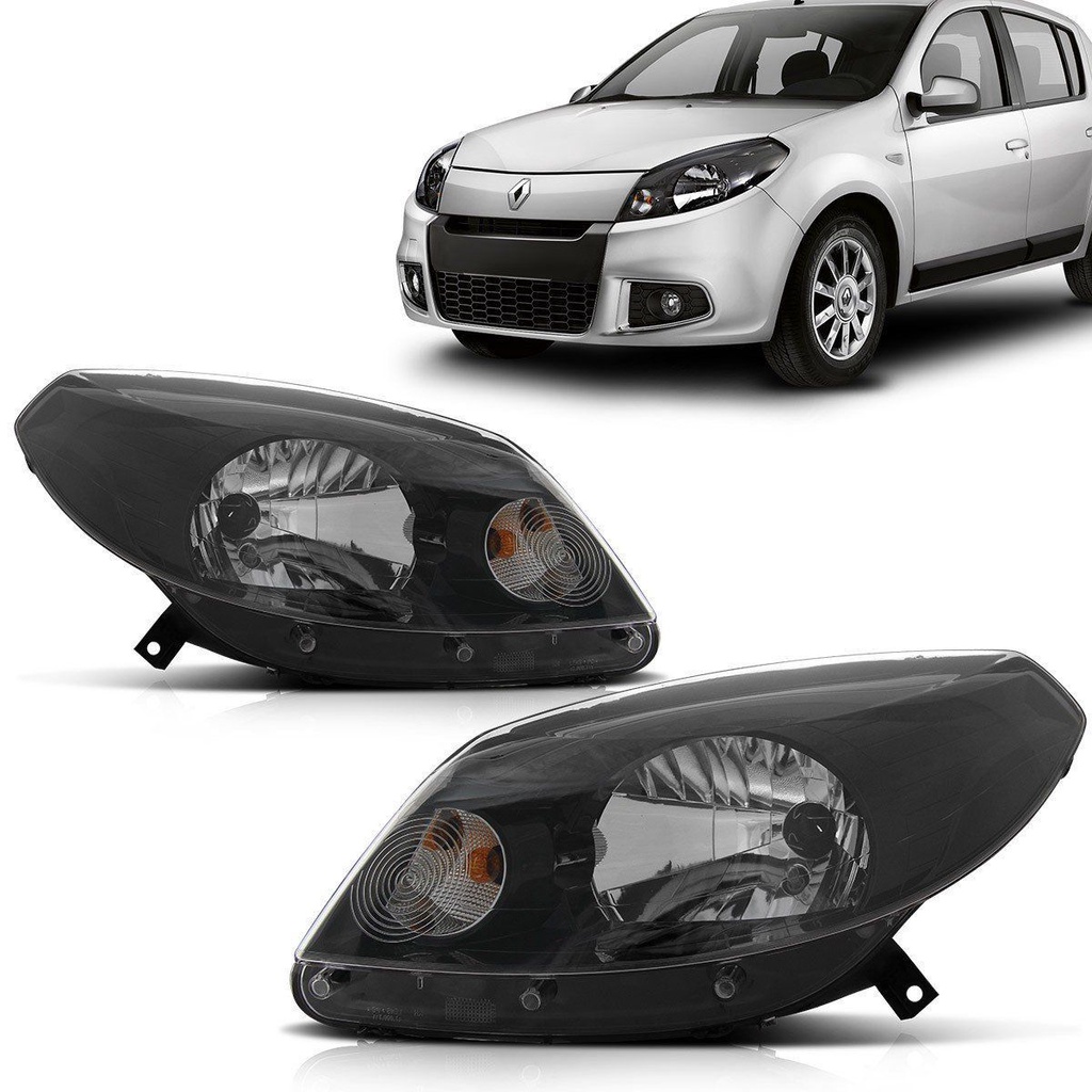 Farol Sandero 2012 2013 2014 Foco Simples Mascara Negra em Oferta na Shopee