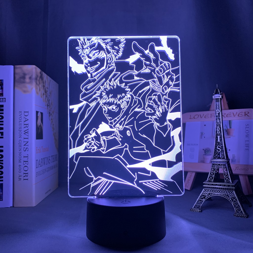 Anime Jujutsu Kaisen Ryomen Sukuna Figure Luminária LED 3D Noturna Presente e Decoração