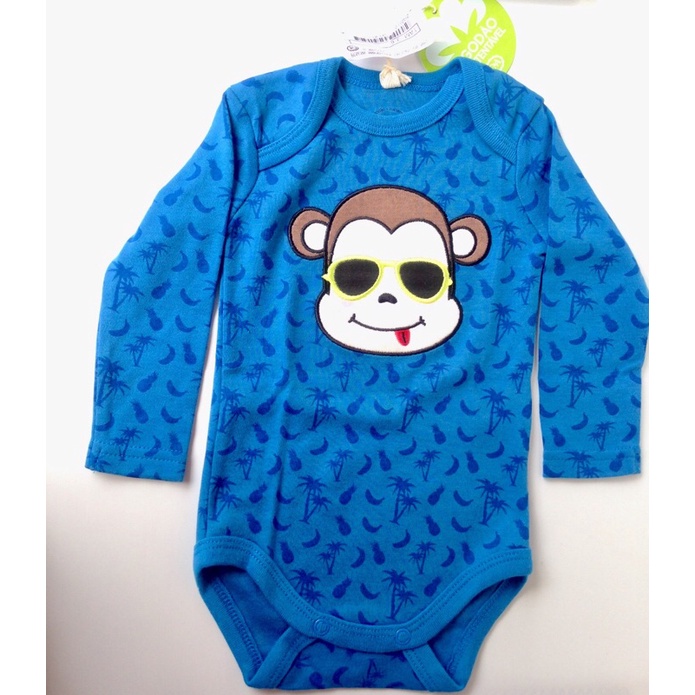 Body de manga longa Macaquinho Baby Club 3 a 6 meses