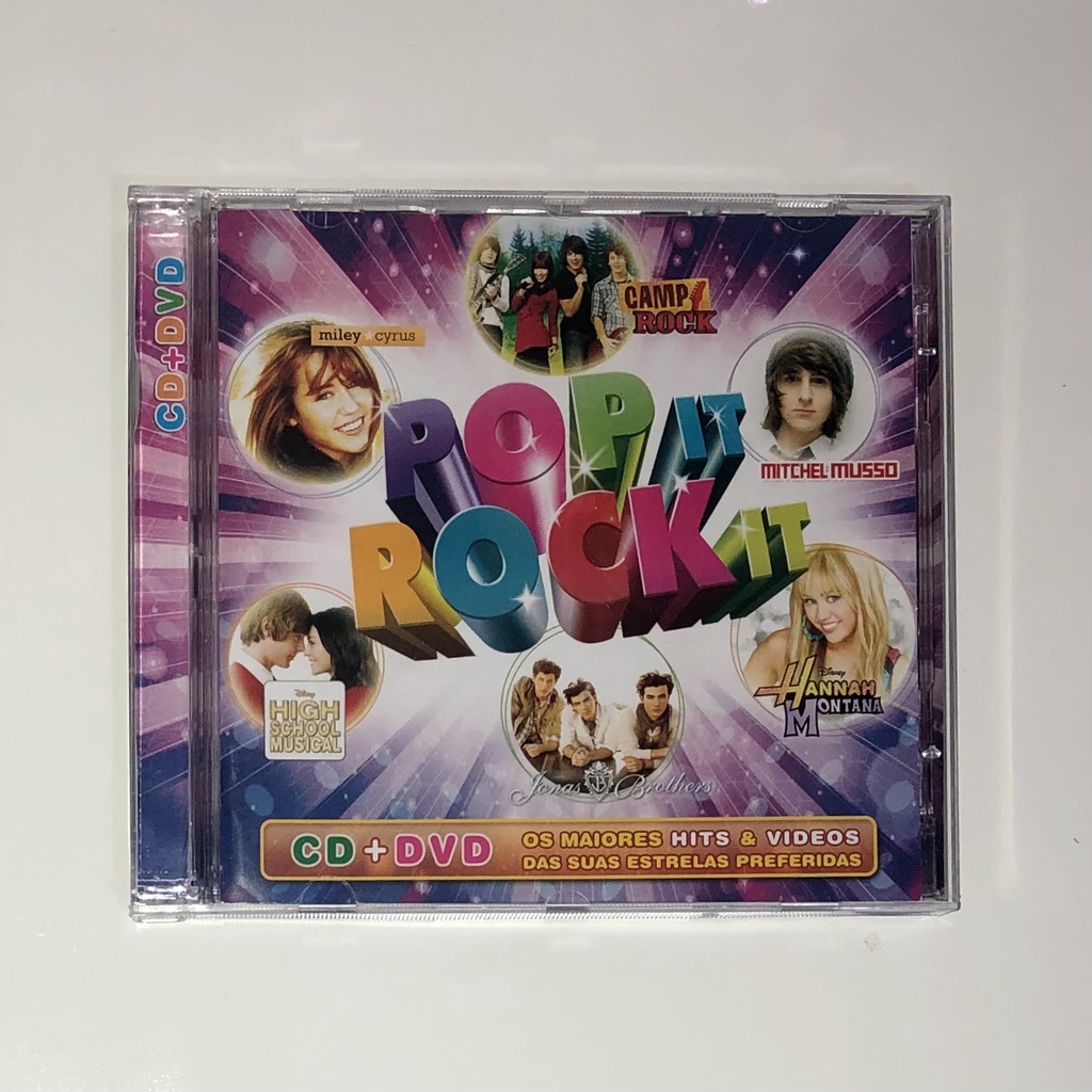 Pop It, Rock It - CD + DVD - Tiragem AA - Miley Cyrus, Demi Lovato, Selena Gomez, Hannah Montana, Jonas Brothers, Camp Rock, High School Musical, Mitchel Musso