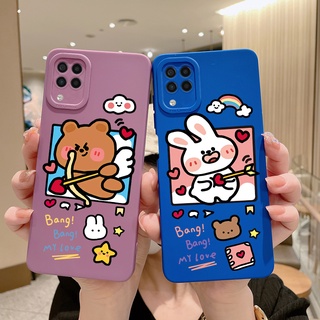 Samsung Galaxy A12 A11 M12 M11 Capa Klein Blue Fofo Desenho Quadrado Líquido Silicone À Prova De Choque De Proteção De Lentes Para Câmera