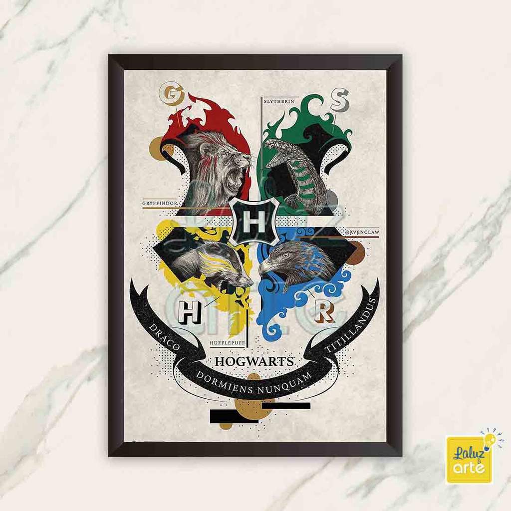 Quadro Harry Potter Casas/Harry Potter/Casa e Decoração